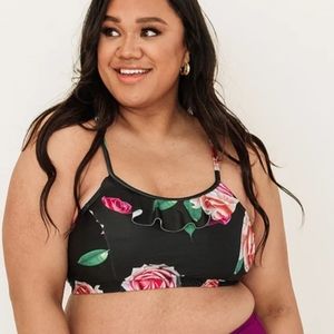 Lime Ricki rose ruffle 🌹 bralette swim top NWT size 2x